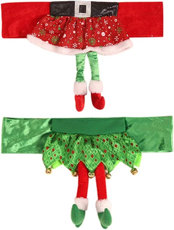 2 st Elf-stolsöverdrag för jul, Elf-flicka mönstrad stolsöverdrag,