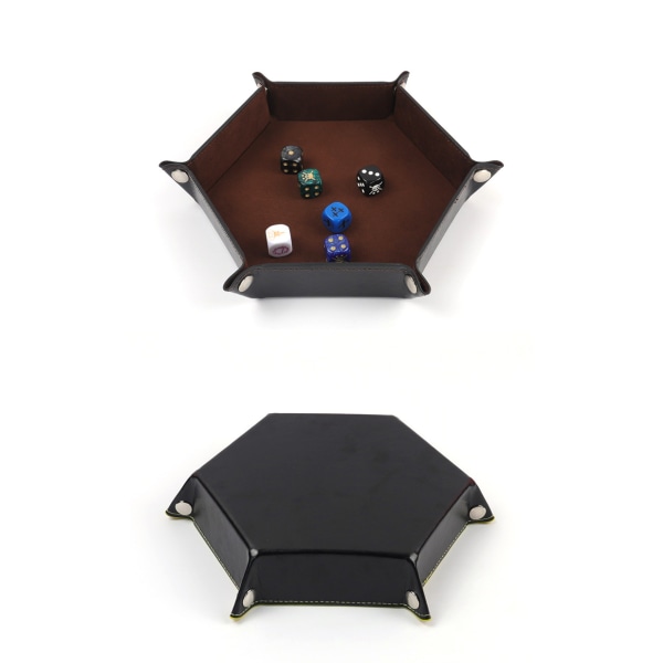 Dobbeltsidet terningbakke foldbar PU læder rektangel og orange fløjl terningholder til Dungeons and Dragons DG terninger Ding og andre bordspil