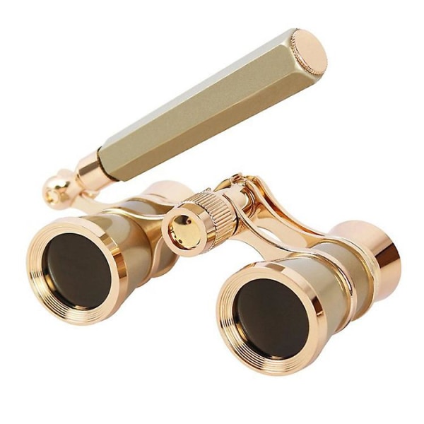 3x25 Glasses Binocular Telescope With Handle Accessory Kit Women Elegant Telescope Women Girl Gift Gold Opera Glasses（champagne）