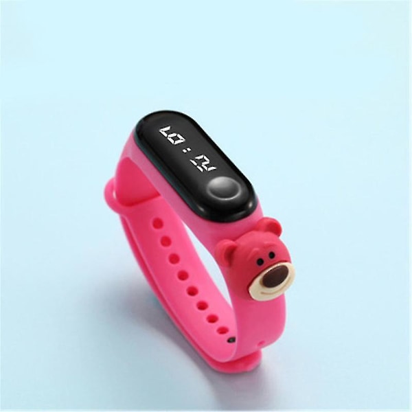 Led Cartoon Children Waterproof Electronic Watch Student Sports Touchs Watch For Girls Boys Pink Strawberry Bear