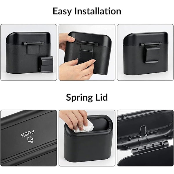 2 st Mini-sopkorg, Multifunktionell Bil-sopkorg med lock-Vatten