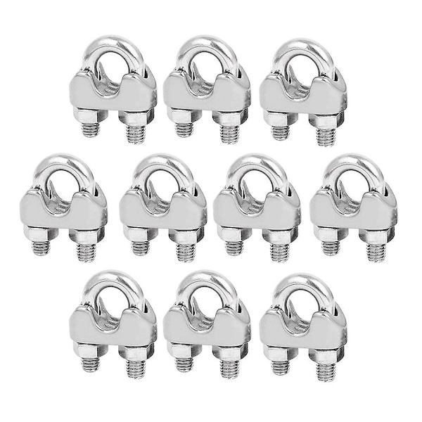 M5 Kabelbinders U-bøyle Bolt Kabelklemme 304 Rustfritt Stål Kabelklemme Sadel Wire Rope Clips 10 stk