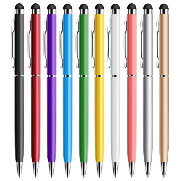 Pen 10 Pack Universal Capacitive 2 In 1 Retractable Ballpoint Pens And Styli Touch Screen Pencil For Tablets/ipad/iphone