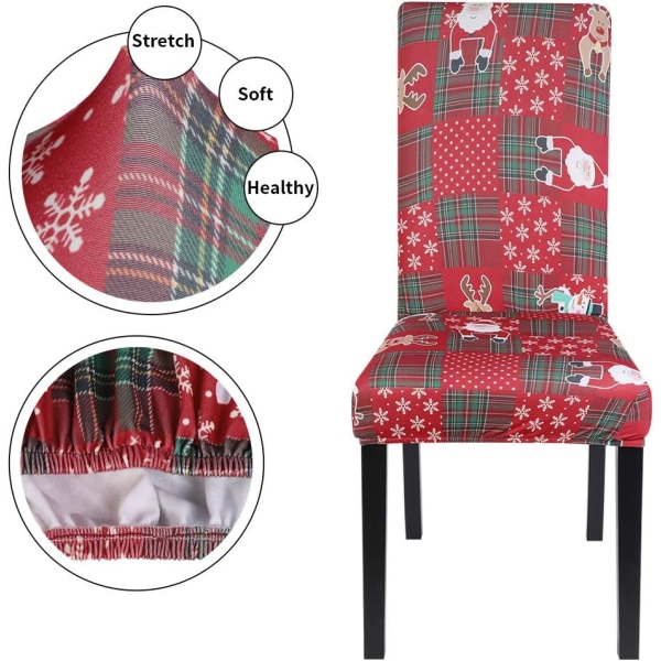 Chair Cover Christmas Pattern 2PCS Universal Stretch Dining Chair