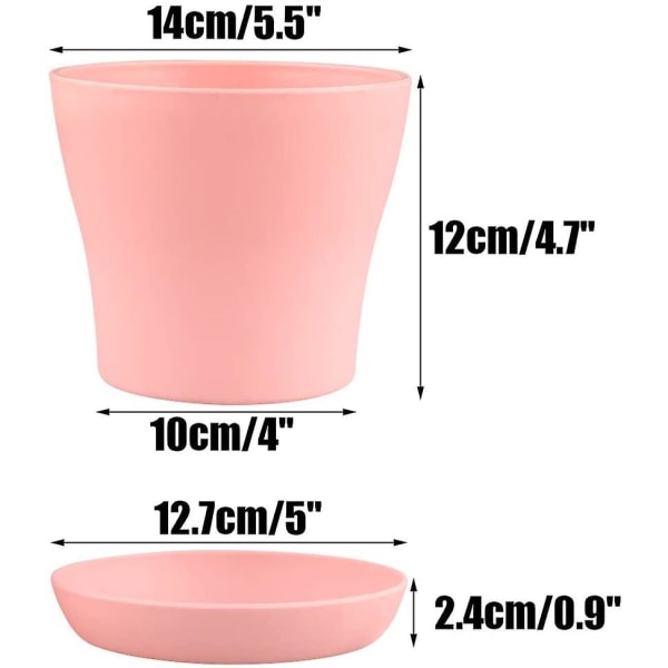 8 stk. 14 cm små farverige plastik blomsterpotter til indendørs planter, 8 farver