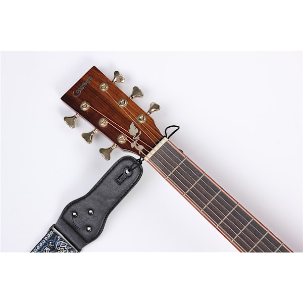 Justerbar Gitarrrem med Broderad Gitarrändeskydd, Set Lämpligt för Akustisk Gitarr/Elgitarr/Elbas (Blå)