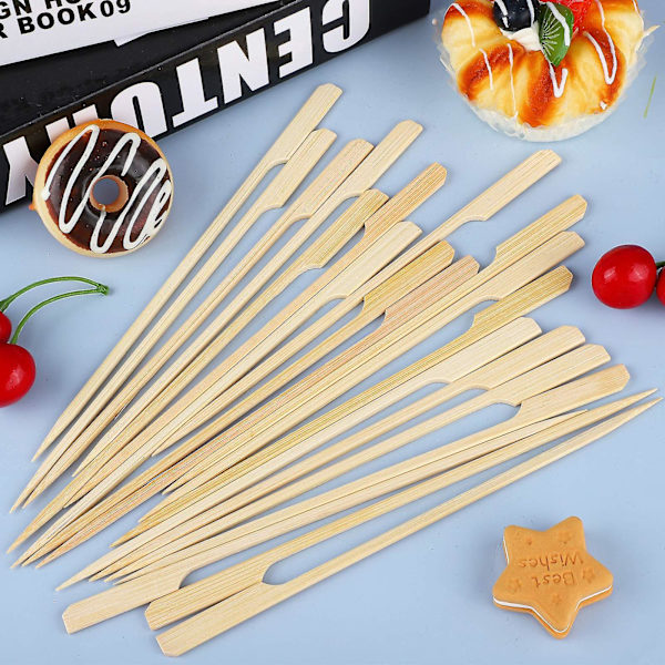 100 stk Padlespyd Naturlige Trespinner Cocktailpinner Pinner Til Grillspyd Kebab Buffetfest 20cm