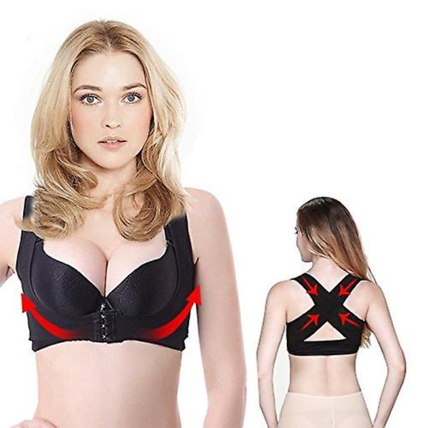 Posture Support Bra For Women Bra Push Up Back Support Vest Shapewear Tops X Chest Strap Humpback Correction XL Black