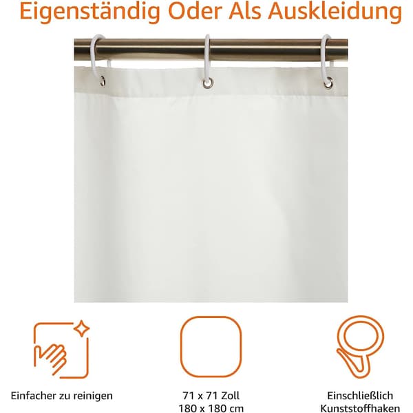 Hvid Basics bruseforhæng 180 x 180 cm