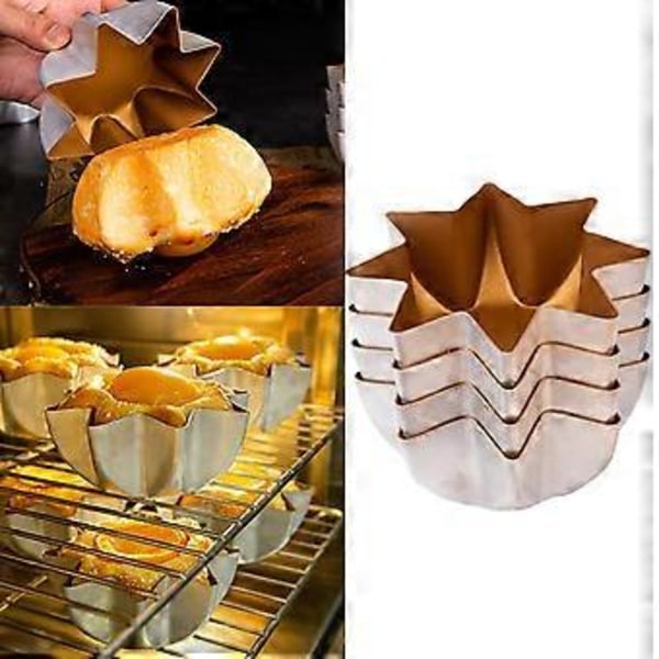 4 stk. Æggetærteforme, små cupcake-kagekageforme, aluminium, små tærteforme, linjeforme, bagekopper, nemme at bruge