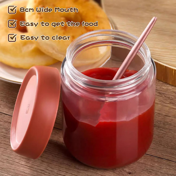 4-pack 300 ml glasburkar för overnight oats med glaslock, lämpliga för overnight oat-sallad, frukt-yoghurtpudding, med tättslutande skruvlock
