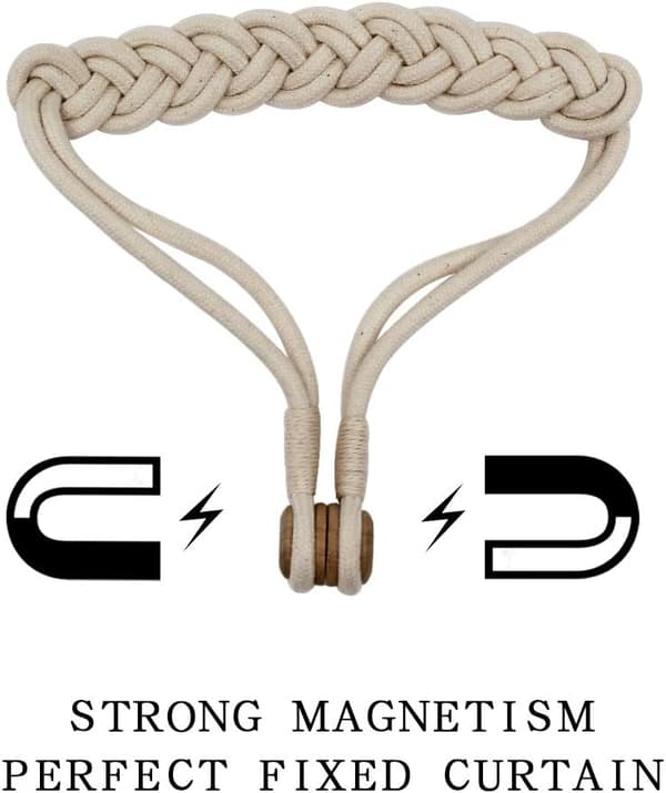 Flätat magnetiskt gardinband (Elfenbensfläta - 2-pack)