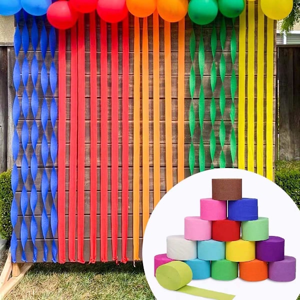 6 Rullar DIY Kreppapper Streamers Bröllop Dekorativa Streamers Rullar Festivaldekorationer
