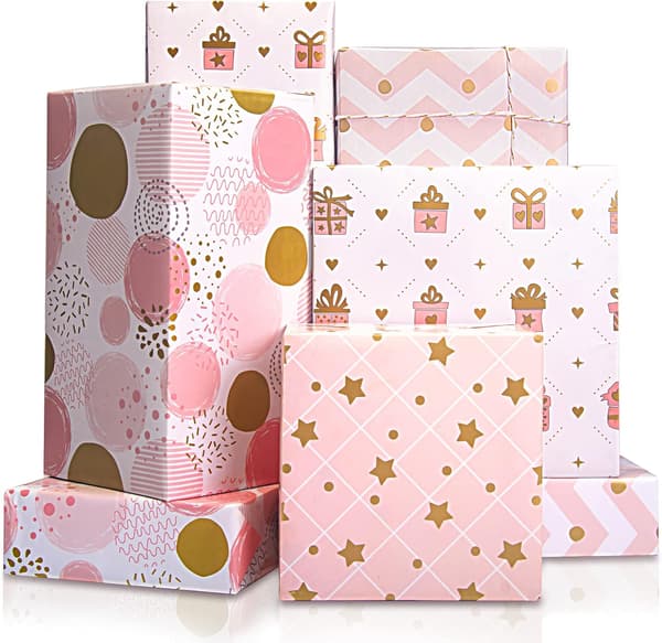 4 rosa gavepapir, gavepapir til bursdager, Gi
