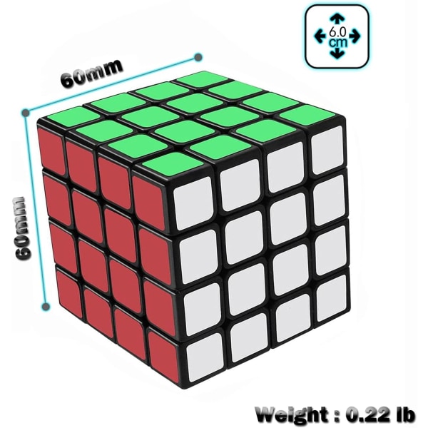4 x 4 x 4 nopeuskuutio, alkuperäinen taikakuutio palapelilelu, 62 mm edistyksellinen