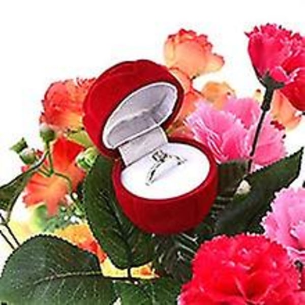 Ring Box Rose Head Med Långt handtag Långskaft Flower Box Ring Ringetuis Ringbox Ring Box Packning För vigselringar