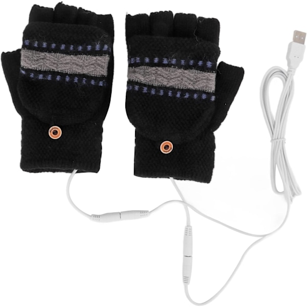 1 par USB-oppvarmede hansker, skrivehansker, USB-oppvarmede hansker strikking