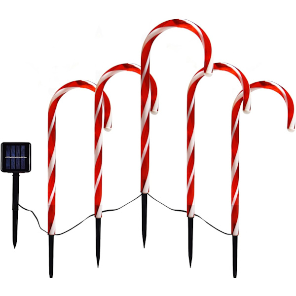 Solcelledrevne julelys, vanntette julelys for landskap, stijuledekorasjoner, LED-lys for plen, hage, uteplass, gangveisdekorasjoner (solcelledrevne julelyskjær - én for fem)