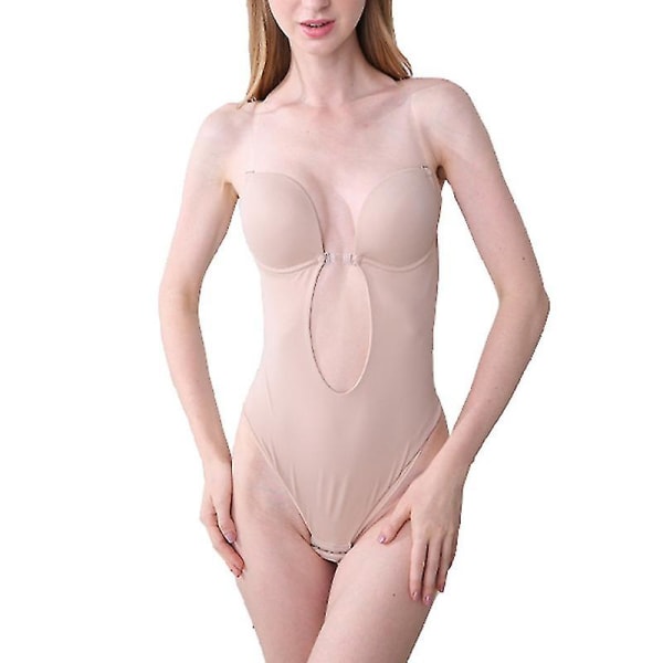 Rygglös Body Shaper BH Dam Rygglös Bodysuits U Plunge Bodysuits För Kvinnor（44 Vit）