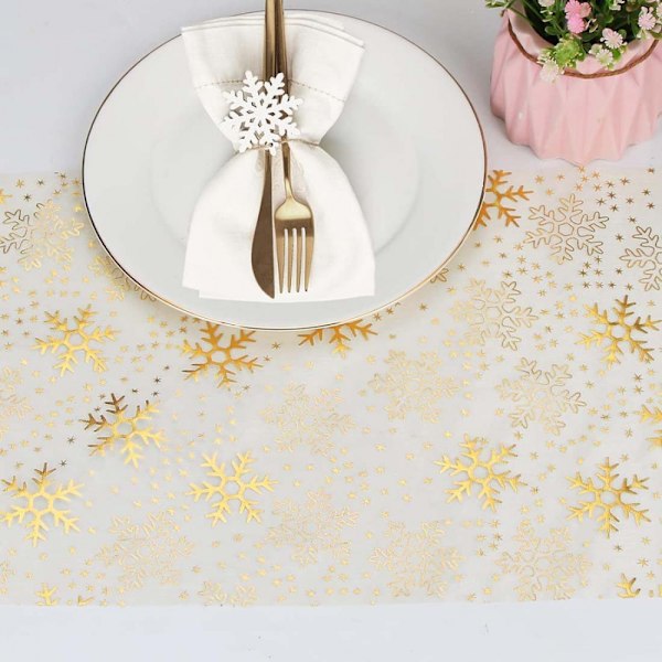 Jul Snöflinga Bordsduk Transparent Guld Bordsduk