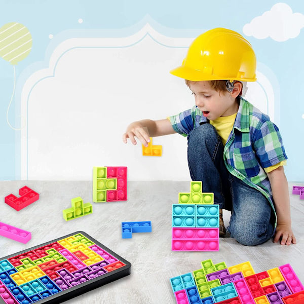 Pop Fidget Toy Its - Bubble Big Puzzle Pop Push It&Popper Bubble Sensory Fidget Toys/Relief Squeeze Toys/Puzzle Game (Svart-26pcs)