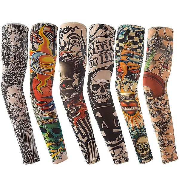 Tatueringsärmar, paket med 6 Tatueringar Armstrumpor Arm Tatueringsstrumpor Armstrumpor Tatueringsstrumpor Arm Män för karneval