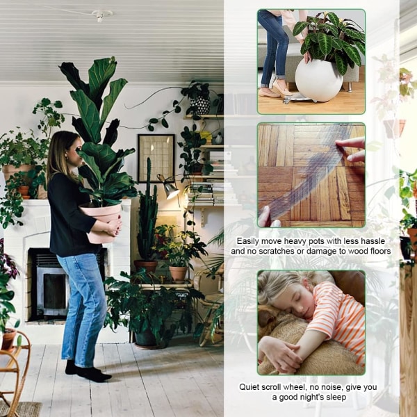 Blomsterpot Stativ Caster Akryl Rund Plantevogn Rullende Stativ