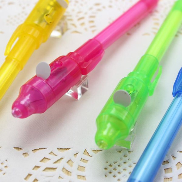 2 stk Invisible Ink Pen Spy Pen med UV-lys Magic Marker Kid Penne til hemmelig besked og fest (gul)