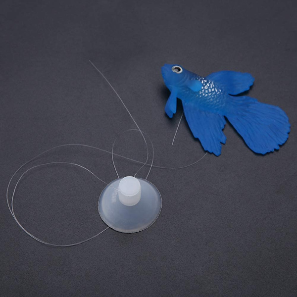 2 stk. Silikone Kunstig Fisk Høj Simulation Realistisk Flydende Akvarium Fisketank Ornament Dekoration med Line Sugekop (Rød Betta Fisk)