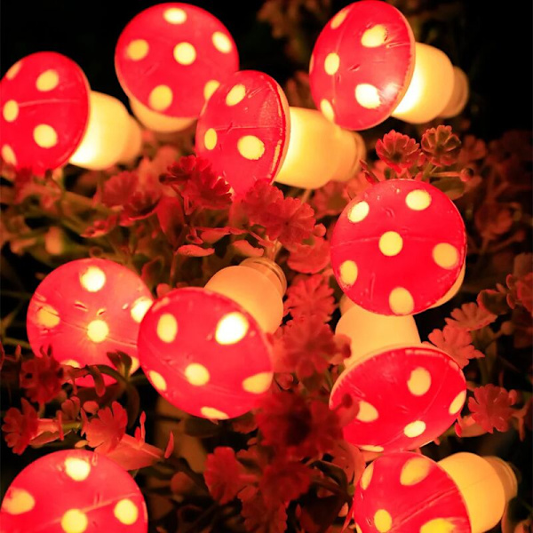 1,5 m 10 LED-valonauha, söpö sienivalo, paristokäyttöinen sienivalo