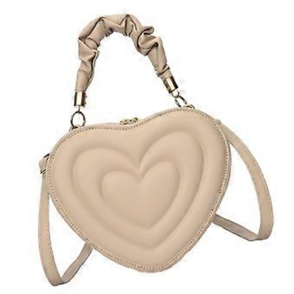 Hjärtformad Axelväska Crossbody Väska Söt Enfärgad Trendig PU Casual Satchel Crossbody Plånbok för Kvinnor Födelsedagspresent (Khaki) Khaki