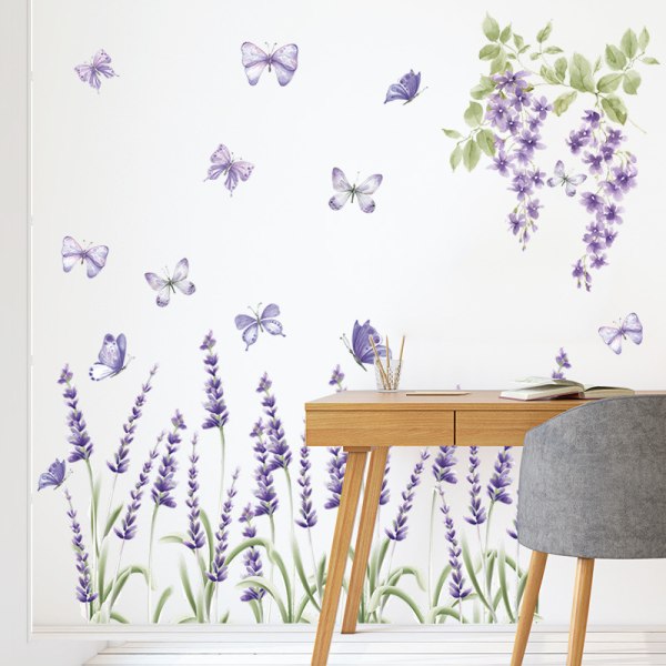 1 stk. Vægsticker Lavendelblomster Hjørne Sokkel Vægsticker G