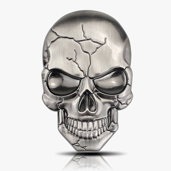 3D Metal Dødningehoved Bil- og Telefonmærkat, Dæmon metal skull head body patch (Bronze)