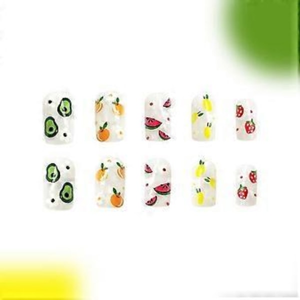 Litet Blomma Jordgubbe Färsk Apelsin Frukt Nagelkonst Set 24 Flye252617