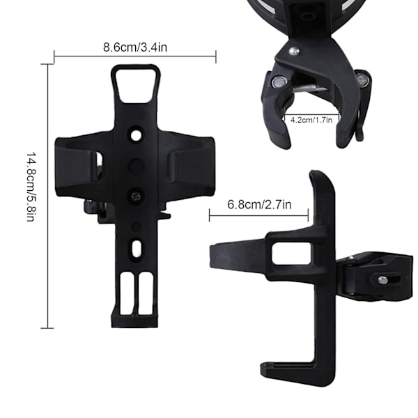 2 stk sykkelvannflaskeholder, justerbar vannflaskeholder, 360 graders plast sykkelkoppholder for terrengsykler baby