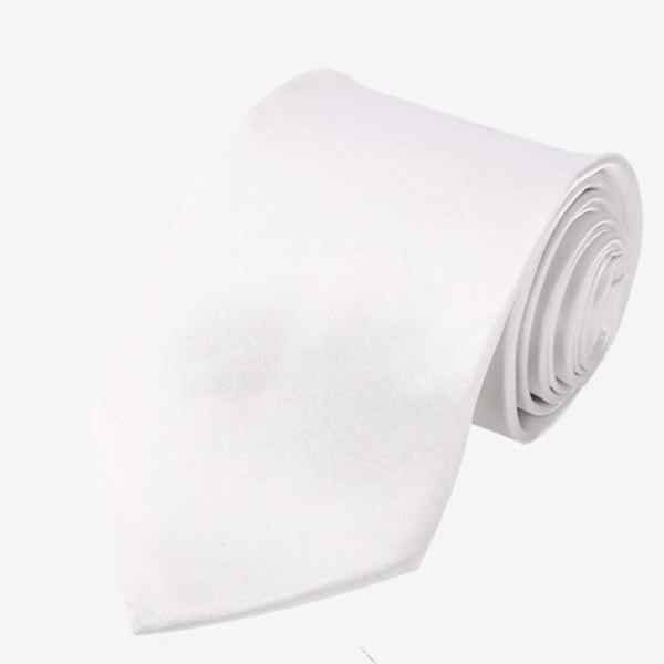Klassisk slips for herre, hvit, 8 cm