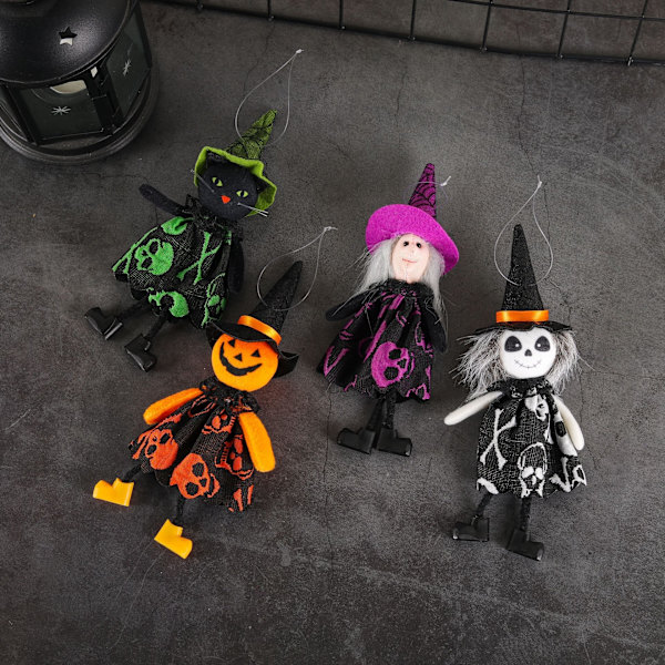 Luova sarjakuva kurpitsa noita riipus - Halloween kallo pehmolelu