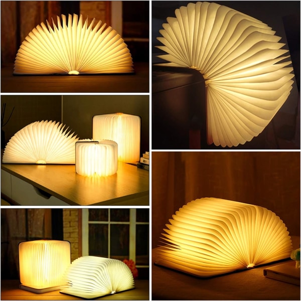 Træ sammenklappelig LED boglampe, LED bordlampe, bogformet lampe, U