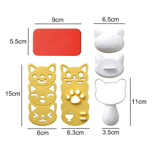 Risbollform Set Katt Söta Risbollform Diy Sushi Bento Nori Köksrisform