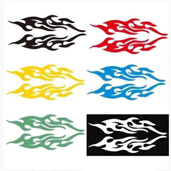 6PCS Flames Sticker 19cm Bildekaler 1 Motorcykeldekaler Hjälmdekaler