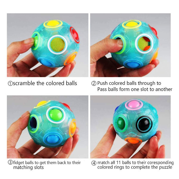 Magisk regnbågsboll Fidgetboll Speed Puzzle Ball Cube Hjärngympa Pedagogisk leksak Strumpfyllnad för barn Vuxna（Luminous）
