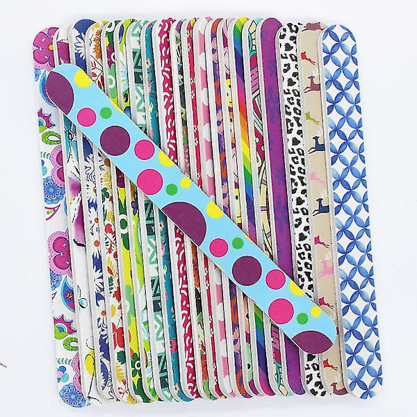 30 stk. dobbeltsidet Emery Boards Neglebuffer Blomsterprint Neglefiler Manicurefiler til kvinder Piger