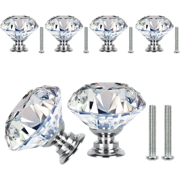 10 stycken set med 20 mm vita diamantformade glasskåpshandtag