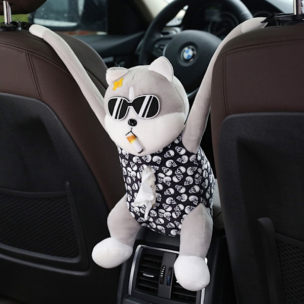 Pehmeä paperipyyhekotelo, söpö piirretty eläin paperipyyhe säilytyslaatikko, paperipyyhe tarjotin säiliö, sopii autoihin ja koteihin (lasit Husky)