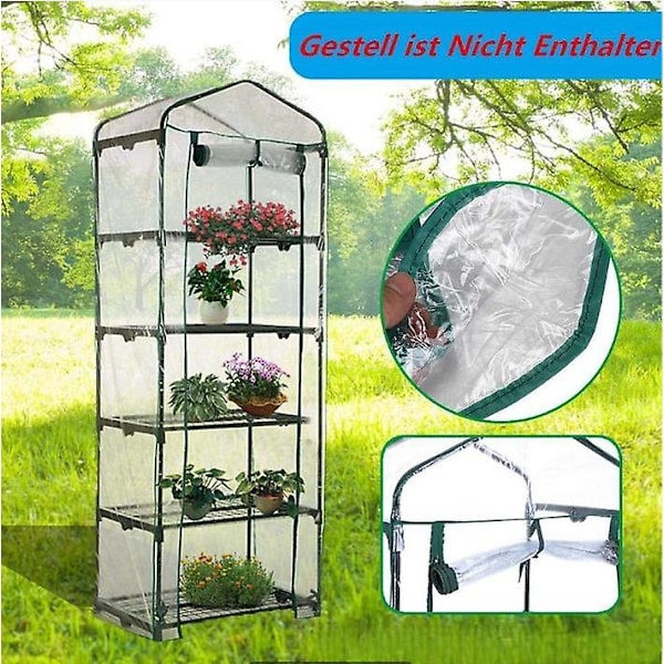 2-vånings växthus vattentät PVC-ersättningsöverdrag transparent 69 x 49 x 92 cm (endast överdrag)（3）