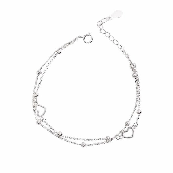 Double Layers Bracelet Love Heart Pendant Chain Bracelets For Women Gift