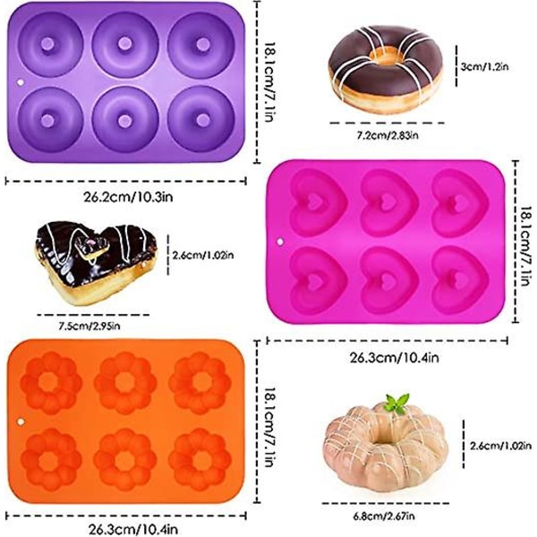 3-pack silikonbakplåtsformar för munkformar, muffinsformar molds för munkpanna för mould