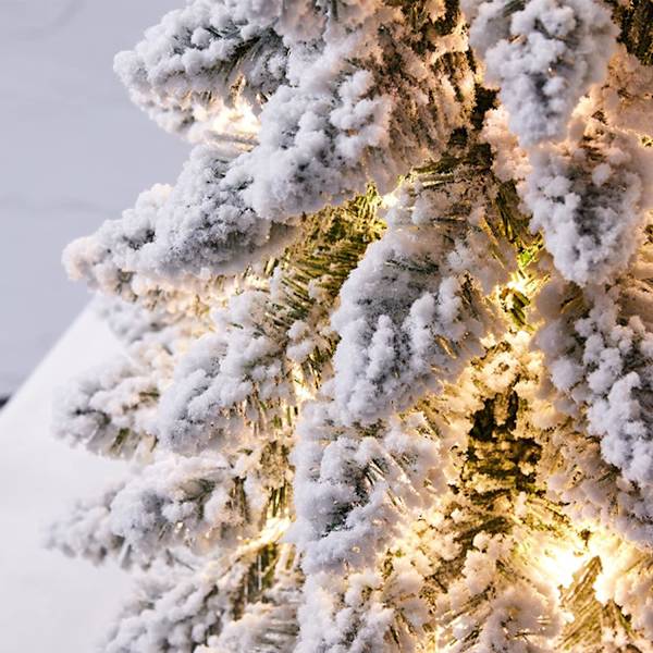 18\" Mini förbelyst konstgjord julgran, snöflockad Christma