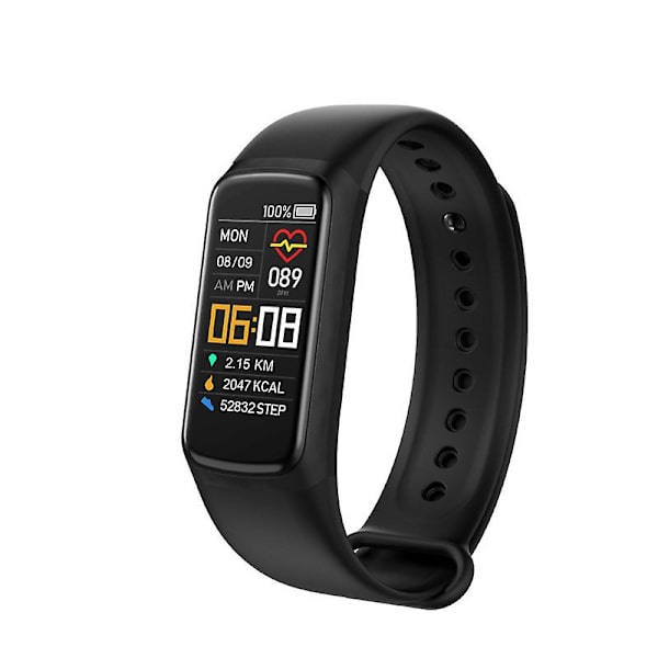 C7 Färgskärm Smart Armband Hjärtfrekvens Blodtryck Stillasittande Fjärrkontroll Kamera Silikon Sport Stegräknare Armband Svart