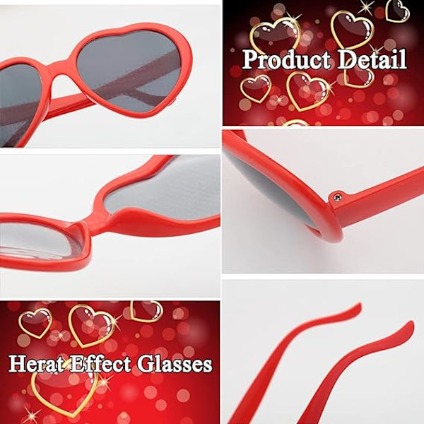 Hjärtformade solglasögon Hjärtformade diffraktionsglasögon Festivalrekvisita